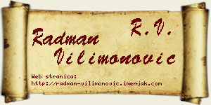 Radman Vilimonović vizit kartica